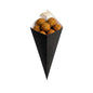 Cone Tek Black Paper Food Cone - with Dipping Pocket - 15" x 9" - 100 count box