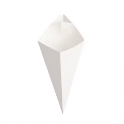 Cone Tek White Paper Food Cone - with Dipping Pocket - 15" x 9" - 100 count box
