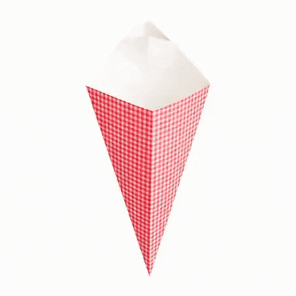 Cone Tek Picnic Print Paper Food Cone - with Dipping Pocket - 15" x 9" - 100 count box