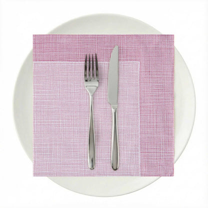 Luxenap Square White Paper Napkin - Super Lux, with Burgundy Threads - 15 3/4" x 15 3/4" - 25 count box