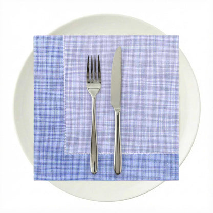 Luxenap Square White Paper Napkin - Super Lux, with Blue Threads - 15 3/4" x 15 3/4" - 25 count box