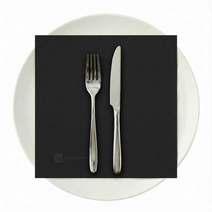 Luxenap Square Pure Black Paper Napkin - Air Laid - 15 3/4" x 15 3/4" - 25 count box