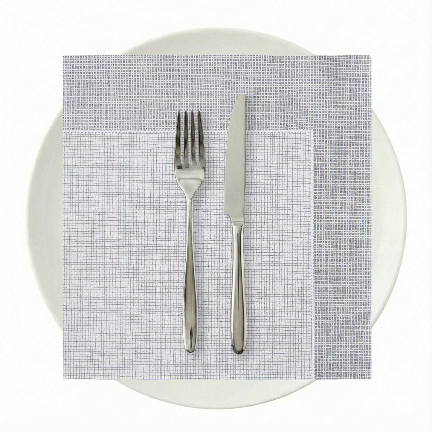 Luxenap Square White Paper Napkin - Air Laid, with Gray Threads - 15 3/4" x 15 3/4" - 25 count box