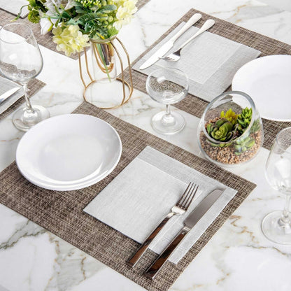 Luxenap Square White Paper Napkin - Air Laid, with Gray Threads - 15 3/4" x 15 3/4" - 25 count box