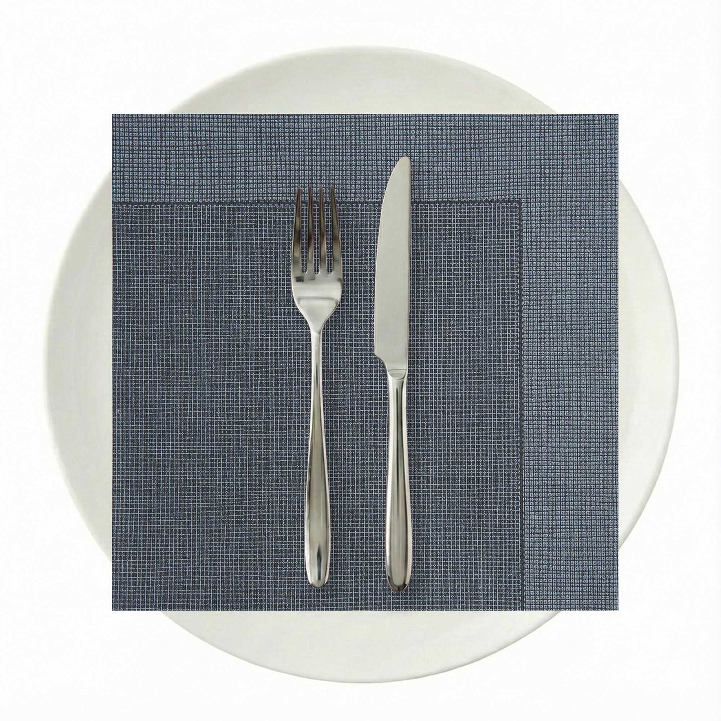 Luxenap Square Black Paper Napkin - Air Laid, with White Threads - 15 3/4" x 15 3/4" - 25 count box