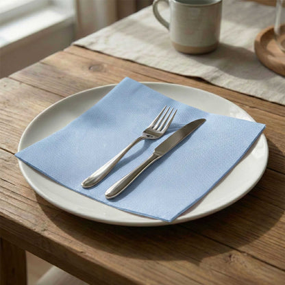 Luxenap Square Celeste Denim Paper Napkin - Air Laid - 15 3/4" x 15 3/4" - 25 count box