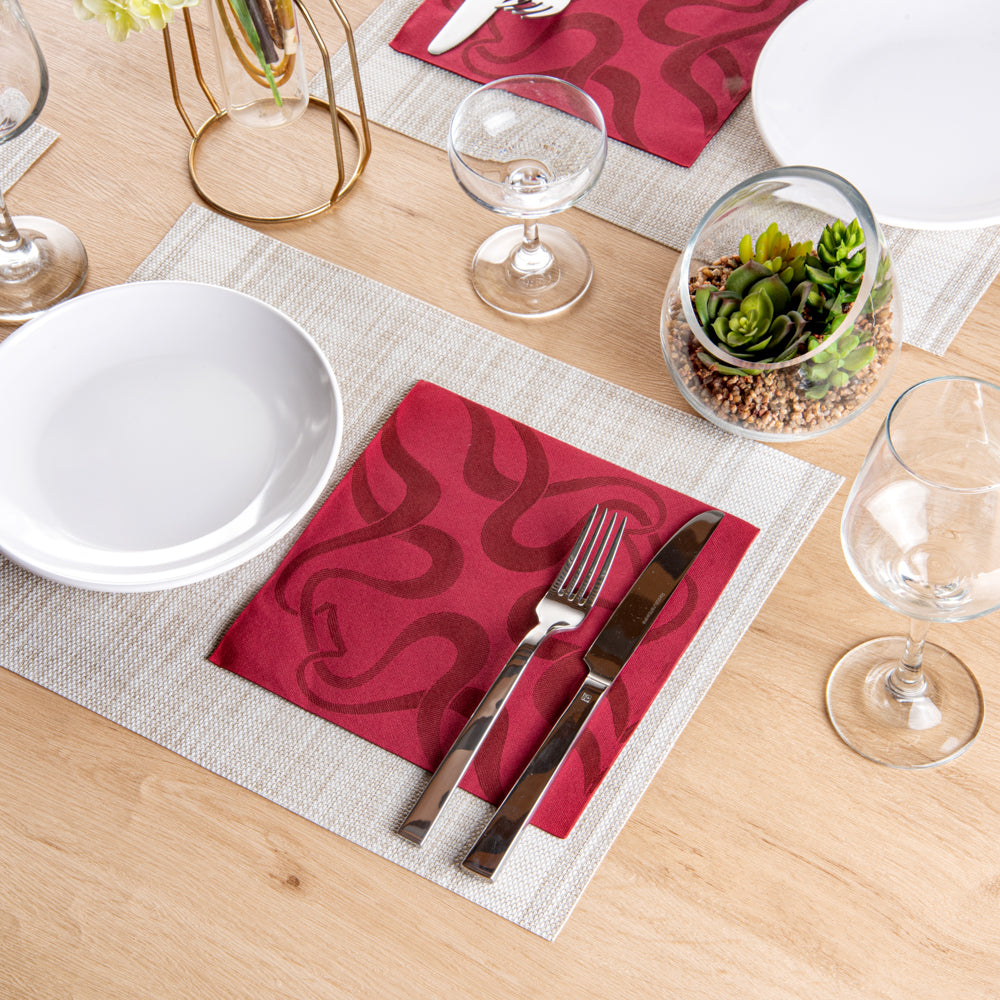 Luxenap Square Vintage Bordeaux Paper Napkin - Air Laid - 15 3/4" x 15 3/4" - 25 count box