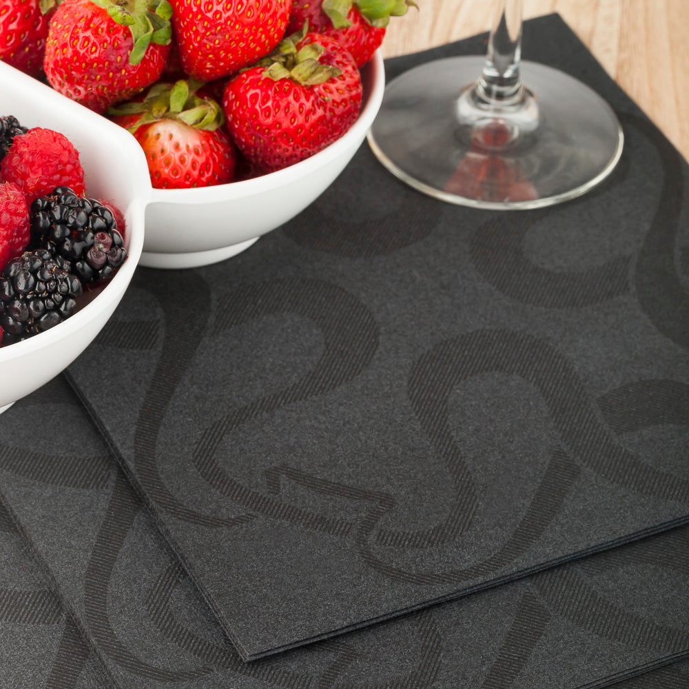 Luxenap Square Vintage Black Paper Napkin - Air Laid - 15 3/4" x 15 3/4" - 25 count box