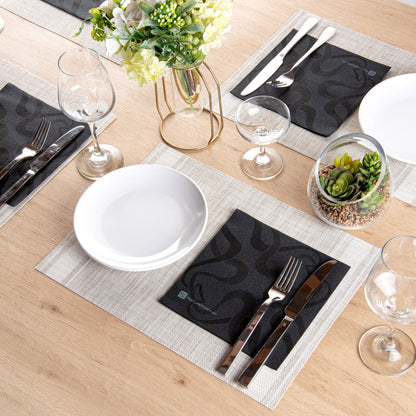 Luxenap Square Vintage Black Paper Napkin - Air Laid - 15 3/4" x 15 3/4" - 25 count box