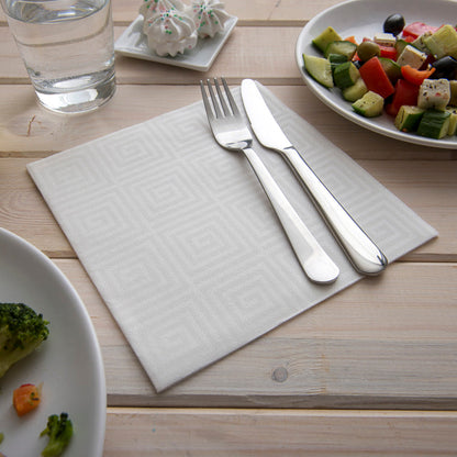 Luxenap Square Greco White Paper Napkin - Air Laid - 15 3/4" x 15 3/4" - 25 count box