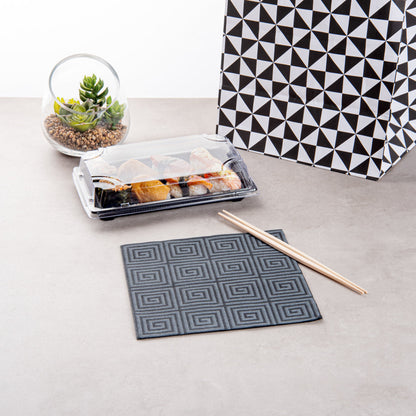 Luxenap Square Greco Black Paper Napkin - Air Laid - 15 3/4" x 15 3/4" - 25 count box