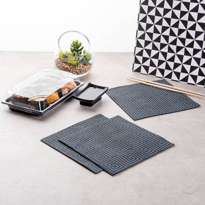 Luxenap Square Greco Black Paper Napkin - Air Laid - 15 3/4" x 15 3/4" - 25 count box