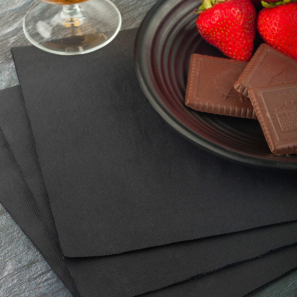 Luxenap Square Black Paper Napkin - Micropoint, 2-Ply - 15 1/2" x 15 1/4" - 50 count box