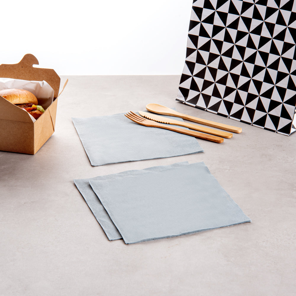 Luxenap Square Gray Paper Napkin - Micropoint, 2-Ply - 15 1/2" x 15 1/4" - 50 count box