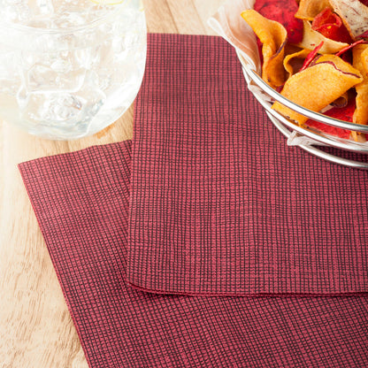 Luxenap Square Bordeaux Paper Napkin - Micropoint, 2-Ply, with Black Threads - 15 1/2" x 15 1/4" - 50 count box