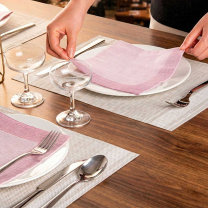 Luxenap Square White Paper Napkin - Super Lux, with Burgundy Threads - 15 3/4" x 15 3/4" - 600 count box