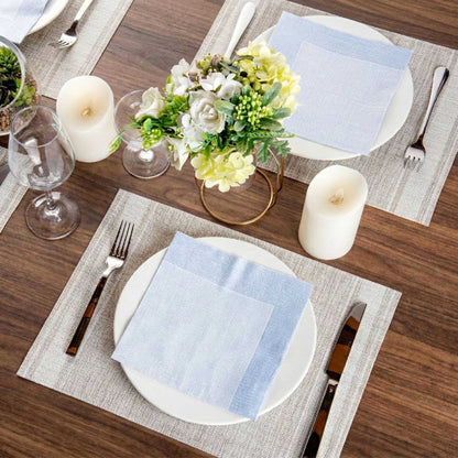 Luxenap Square White Paper Napkin - Super Lux, with Blue Threads - 15 3/4" x 15 3/4" - 600 count box