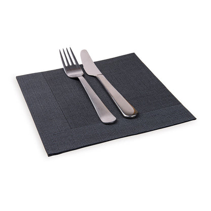 Luxenap Square Black Paper Napkin - Air Laid, with White Threads - 15 3/4" x 15 3/4" - 600 count box
