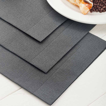 Luxenap Square Black Paper Napkin - Air Laid, with White Threads - 15 3/4" x 15 3/4" - 600 count box