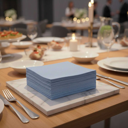 Luxenap Square Celeste Denim Paper Napkin - Air Laid - 15 3/4" x 15 3/4" - 600 count box