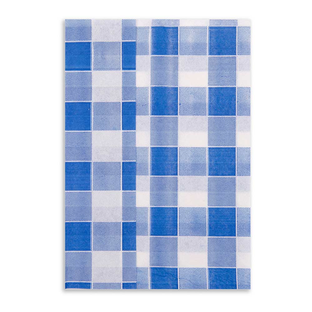 Luxenap Rectangle Blue Paper Napkin - Picnic Print, 1-Ply - 7" x 13 1/2" - 100 count box