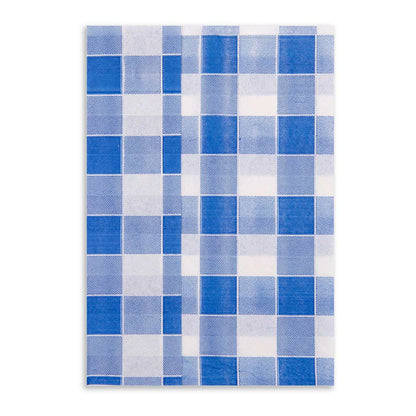 Luxenap Rectangle Blue Paper Napkin - Picnic Print, 1-Ply - 7" x 13 1/2" - 100 count box