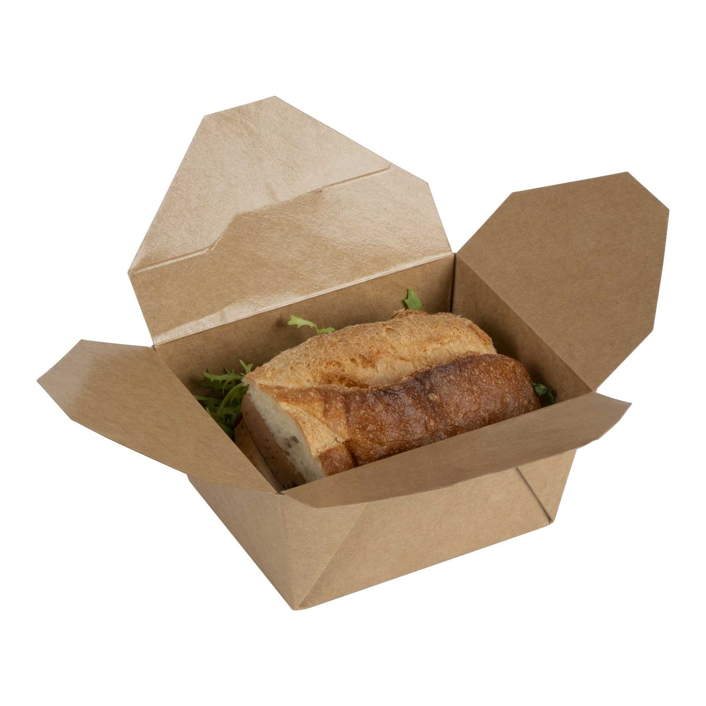 Bio Tek 30 oz Rectangle Kraft Paper #1 Bio Box Take Out Container - 5" x 4" x 2 1/2" - 200 count box