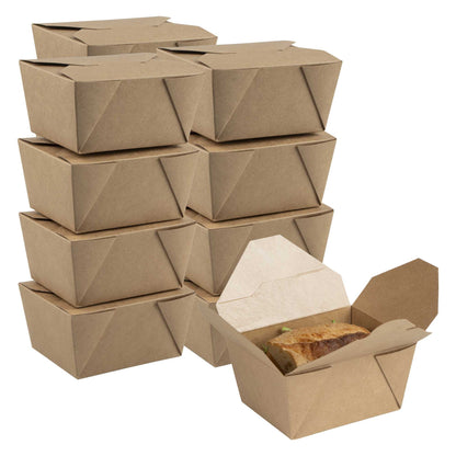 Bio Tek 30 oz Rectangle Kraft Paper #1 Bio Box Take Out Container - 5" x 4" x 2 1/2" - 50 count box