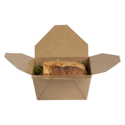 Bio Tek 30 oz Rectangle Kraft Paper #1 Bio Box Take Out Container - 5" x 4" x 2 1/2" - 50 count box