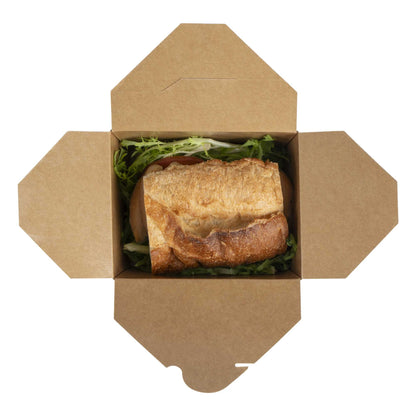 Bio Tek 30 oz Rectangle Kraft Paper #1 Bio Box Take Out Container - 5" x 4" x 2 1/2" - 50 count box
