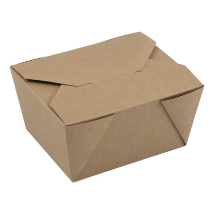 Bio Tek 30 oz Rectangle Kraft Paper #1 Bio Box Take Out Container - 5" x 4" x 2 1/2" - 50 count box