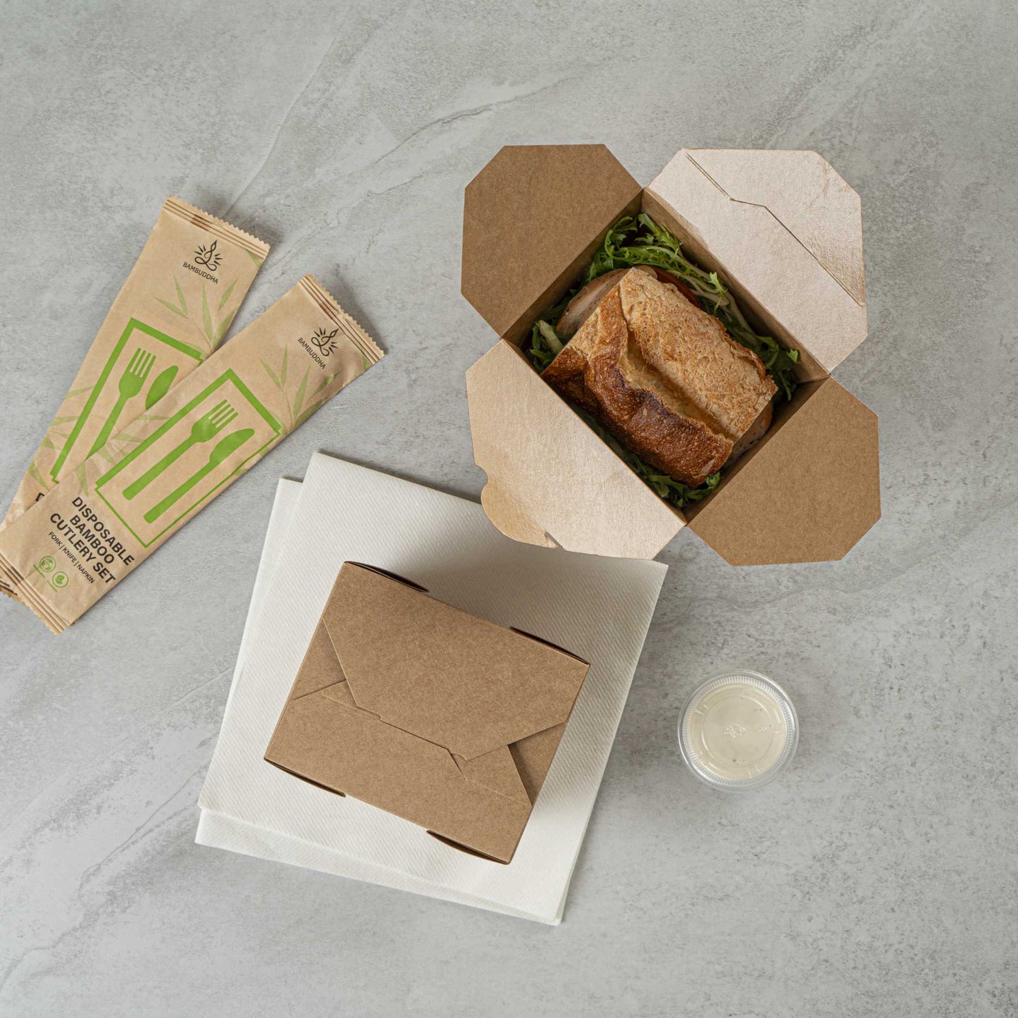 Bio Tek 30 oz Rectangle Kraft Paper #1 Bio Box Take Out Container - 5" x 4" x 2 1/2" - 200 count box