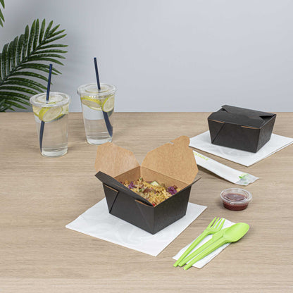 Bio Tek 30 oz Rectangle Black Paper #1 Bio Box Take Out Container - 5" x 4" x 2 1/2" - 200 count box