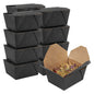 Bio Tek 30 oz Rectangle Black Paper #1 Bio Box Take Out Container - 5" x 4" x 2 1/2" - 50 count box