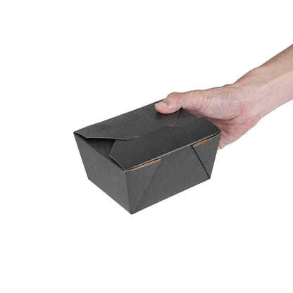 Bio Tek 30 oz Rectangle Black Paper #1 Bio Box Take Out Container - 5" x 4" x 2 1/2" - 50 count box