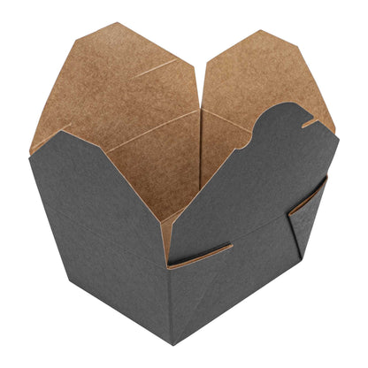 Bio Tek 30 oz Rectangle Black Paper #1 Bio Box Take Out Container - 5" x 4" x 2 1/2" - 50 count box