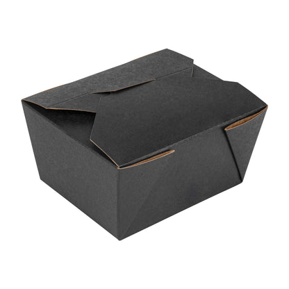 Bio Tek 30 oz Rectangle Black Paper #1 Bio Box Take Out Container - 5" x 4" x 2 1/2" - 50 count box