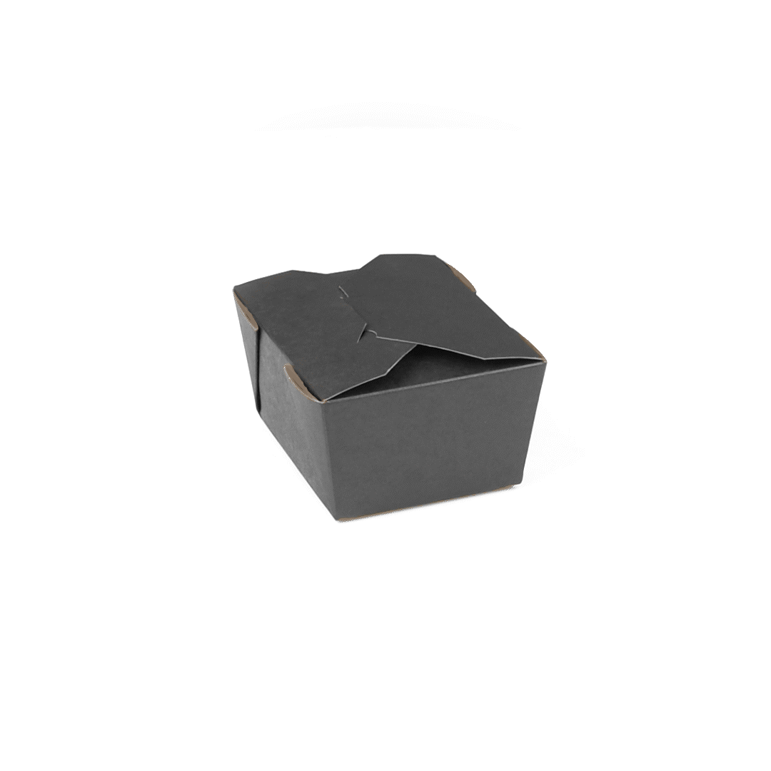 Bio Tek 30 oz Rectangle Black Paper #1 Bio Box Take Out Container - 5" x 4" x 2 1/2" - 200 count box