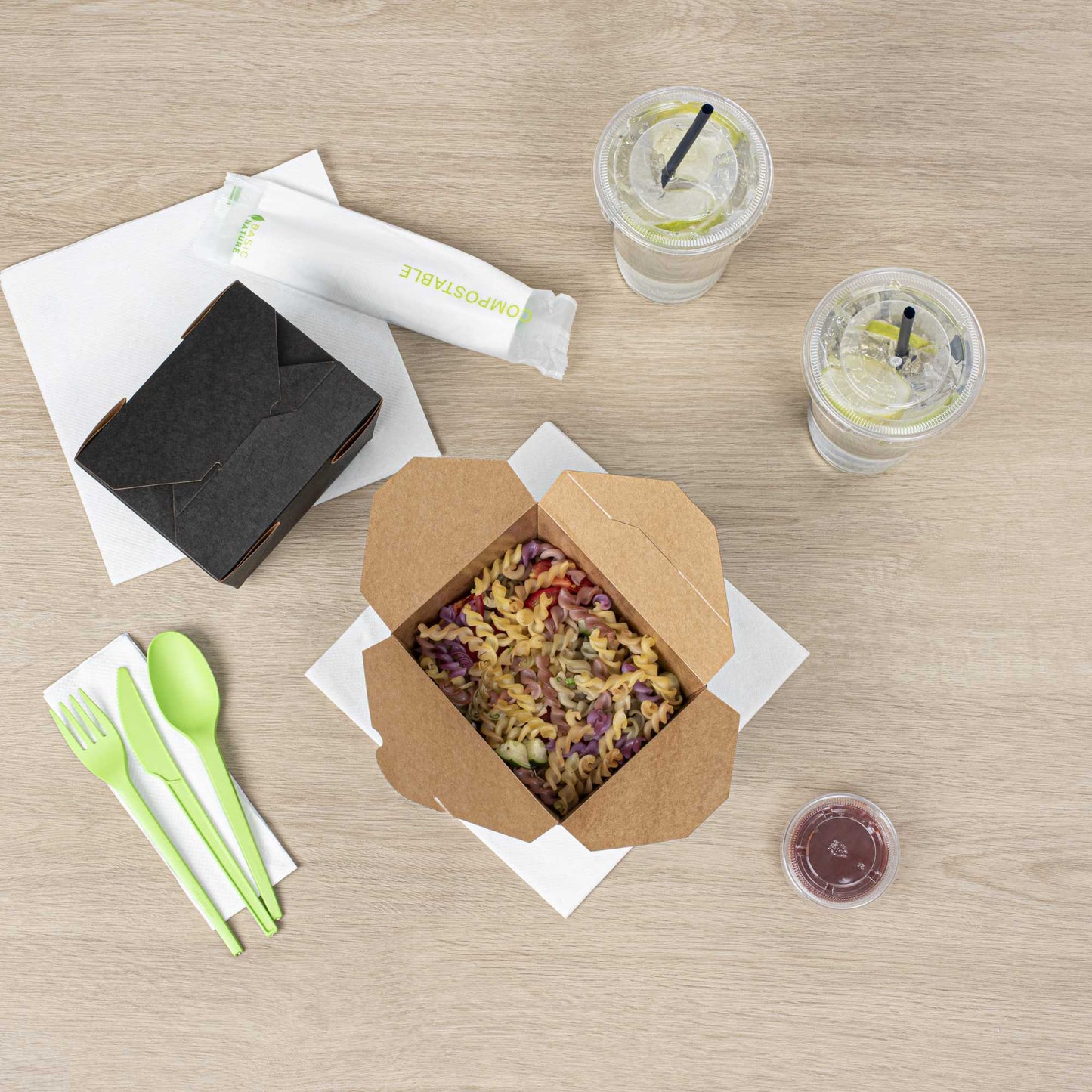 Bio Tek 30 oz Rectangle Black Paper #1 Bio Box Take Out Container - 5" x 4" x 2 1/2" - 200 count box