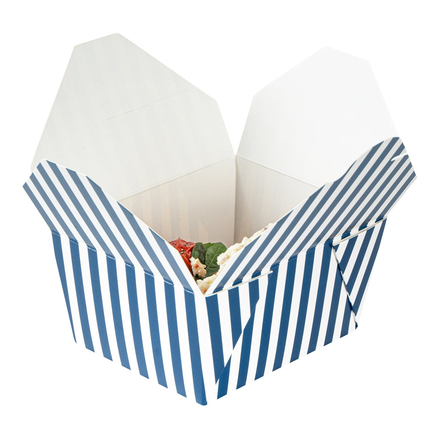 Bio Tek 30 oz Rectangle Blue and White Stripe Paper #1 Bio Box Take Out Container - 5" x 4" x 2 1/2" - 200 count box