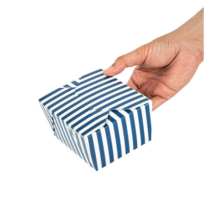 Bio Tek 30 oz Rectangle Blue and White Stripe Paper #1 Bio Box Take Out Container - 5" x 4" x 2 1/2" - 200 count box