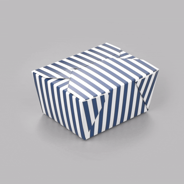 Bio Tek 30 oz Rectangle Blue and White Stripe Paper #1 Bio Box Take Out Container - 5" x 4" x 2 1/2" - 200 count box