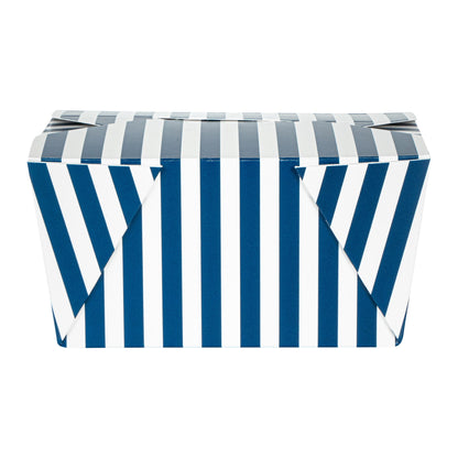 Bio Tek 30 oz Rectangle Blue and White Stripe Paper #1 Bio Box Take Out Container - 5" x 4" x 2 1/2" - 200 count box