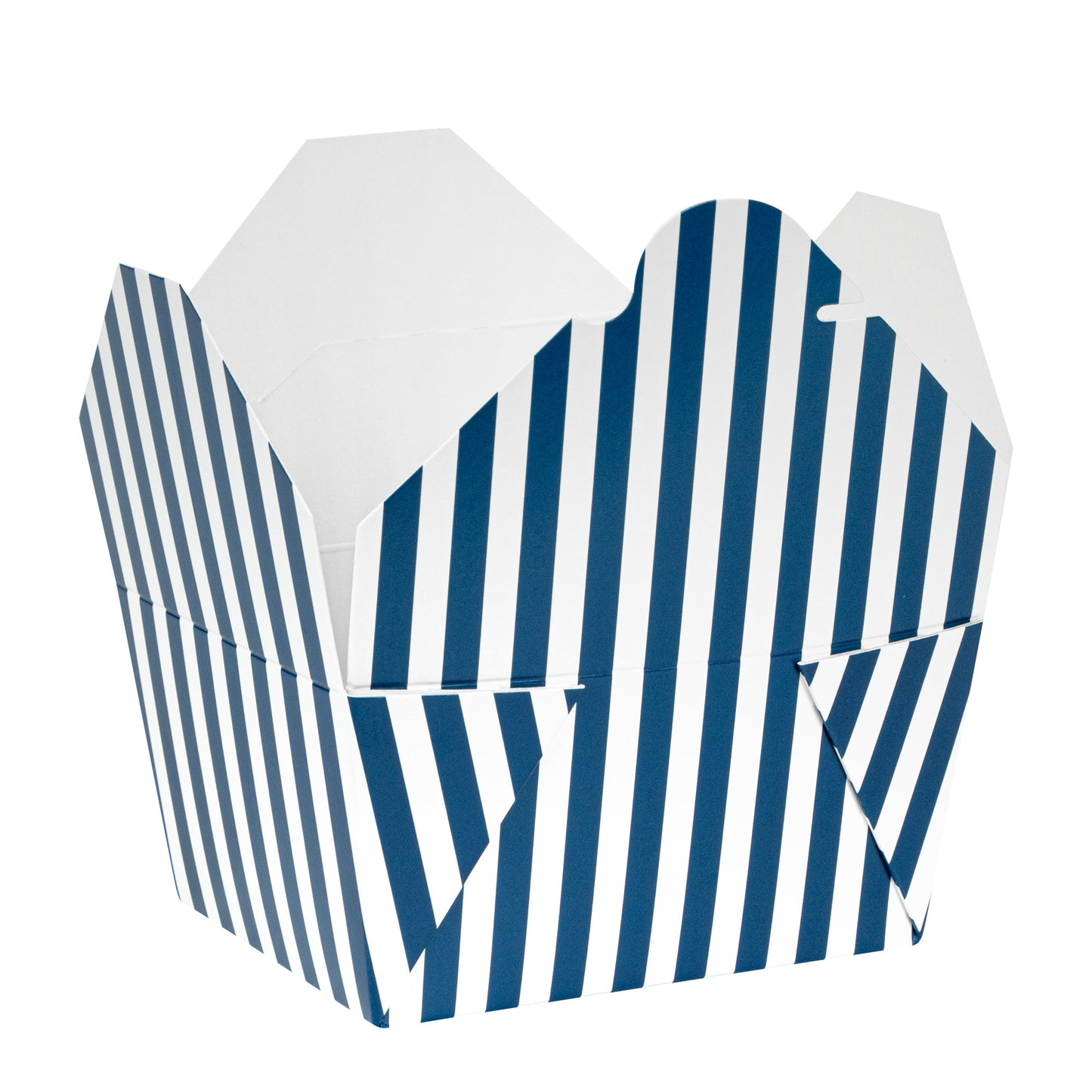 Bio Tek 30 oz Rectangle Blue and White Stripe Paper #1 Bio Box Take Out Container - 5" x 4" x 2 1/2" - 200 count box
