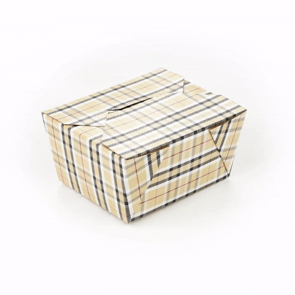 Bio Tek 30 oz Rectangle Plaid Paper #1 Bio Box Take Out Container - 5" x 4" x 2 1/2" - 50 count box