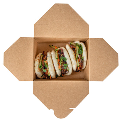 Bio Tek 30 oz Rectangle Plaid Paper #1 Bio Box Take Out Container - 5" x 4" x 2 1/2" - 200 count box