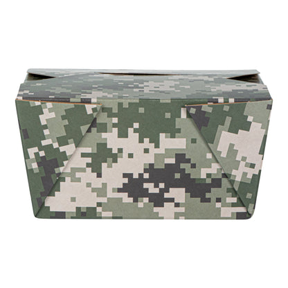 Bio Tek 30 oz Rectangle Camouflage Paper #1 Bio Box Take Out Container - 5" x 4" x 2 1/2" - 50 count box