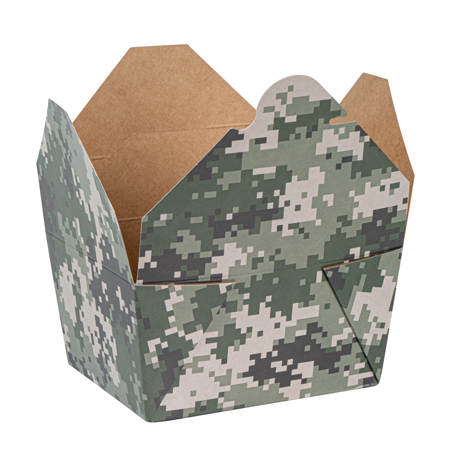 Bio Tek 30 oz Rectangle Camouflage Paper #1 Bio Box Take Out Container - 5" x 4" x 2 1/2" - 50 count box
