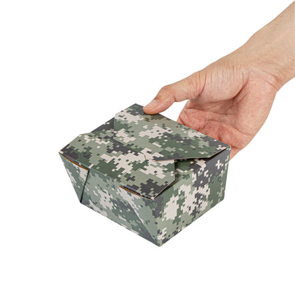 Bio Tek 30 oz Rectangle Camouflage Paper #1 Bio Box Take Out Container - 5" x 4" x 2 1/2" - 200 count box