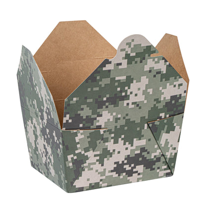 Bio Tek 30 oz Rectangle Camouflage Paper #1 Bio Box Take Out Container - 5" x 4" x 2 1/2" - 200 count box